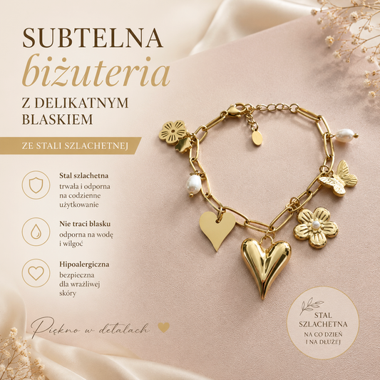 Bransoletka - Flower/Heart