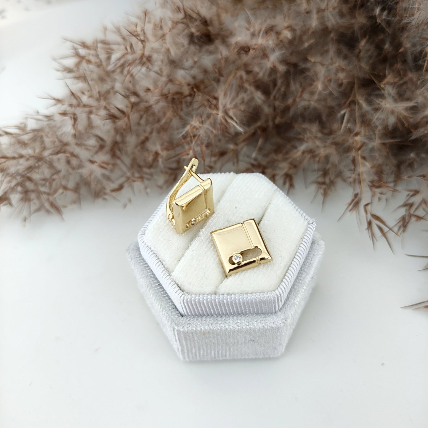 Kolczyki 14K- Kwadraty