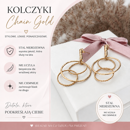 Kolczyki - Chain gold