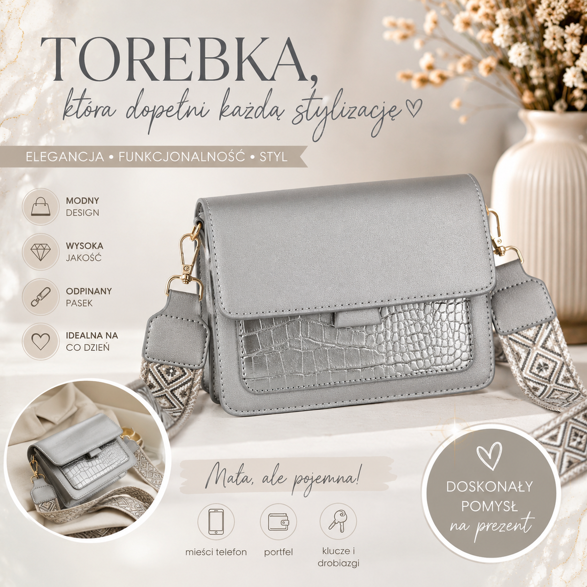 Torebka Mat - Silver