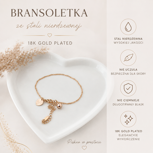 Bransoletka - Serce 18K