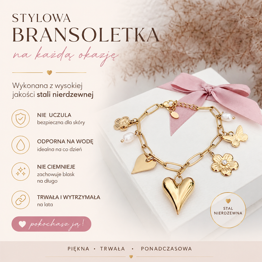 Bransoletka - Flower/Heart