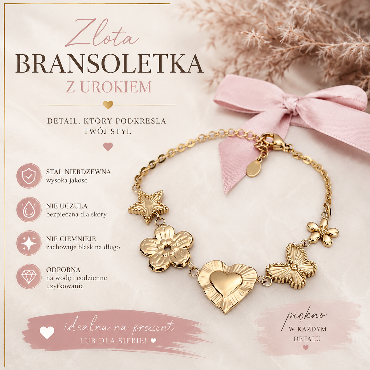 Bransoletka - Butterfly / Love