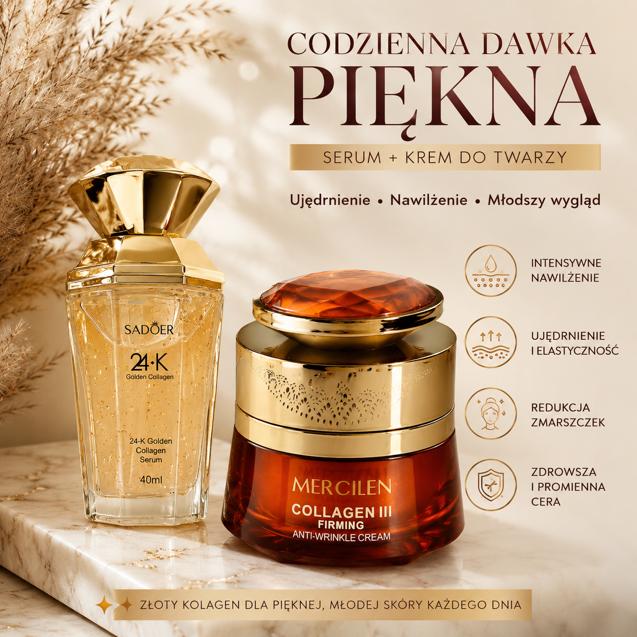 Zestaw kosmetyków - Serum i krem z kolagenem