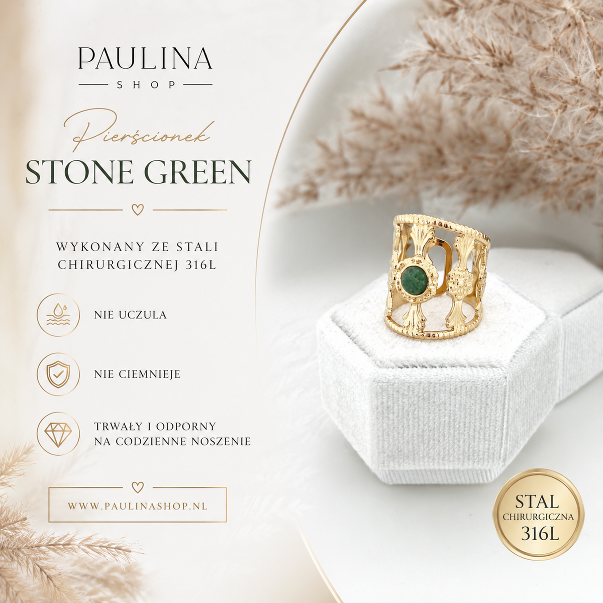 Pierścionek - Stone Green