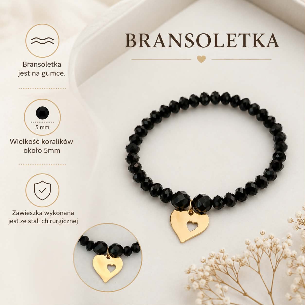 Bransoletka - Heart - Faset