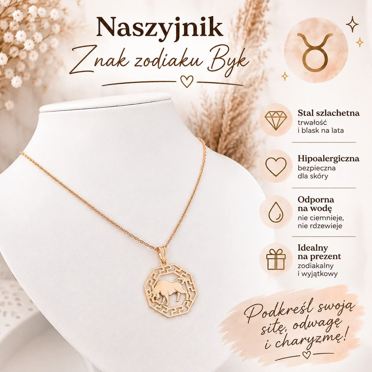Naszyjnik - Znak Zodiaku Byk
