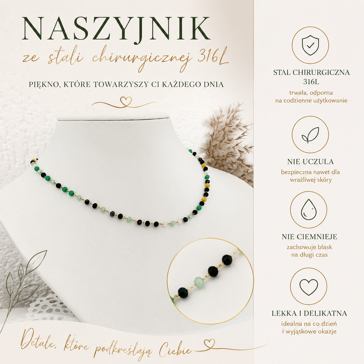 Naszyjnik - Różaniec Green