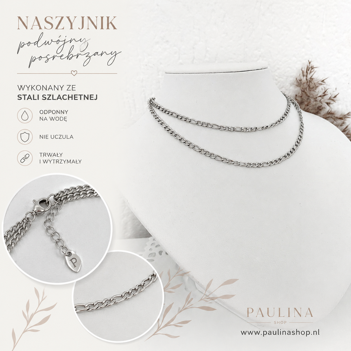 Naszyjnik - Podwójny posrebrzany