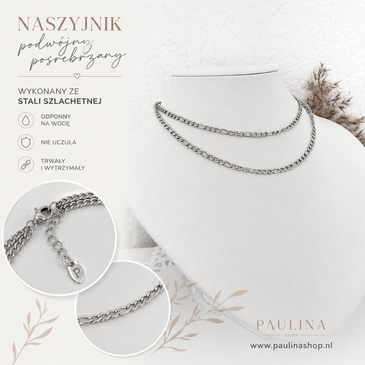 Naszyjnik - Podwójny posrebrzany