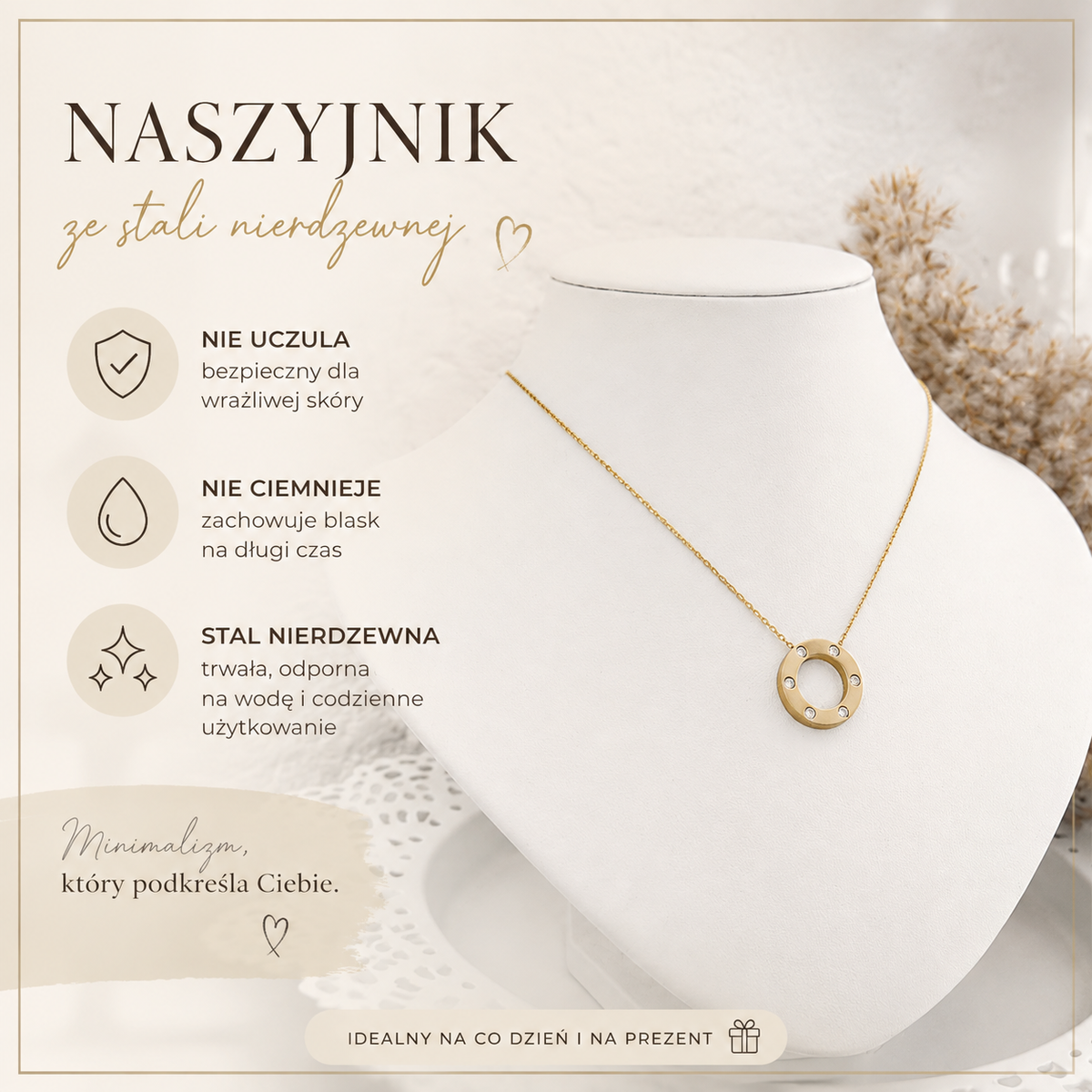 Naszyjnik - Ring cyrkonia