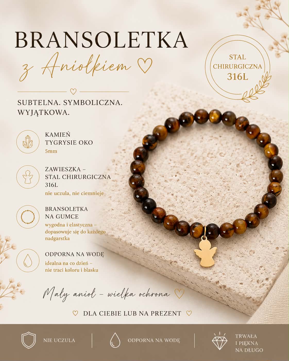Bransoletka - Anioł Stróż Brown