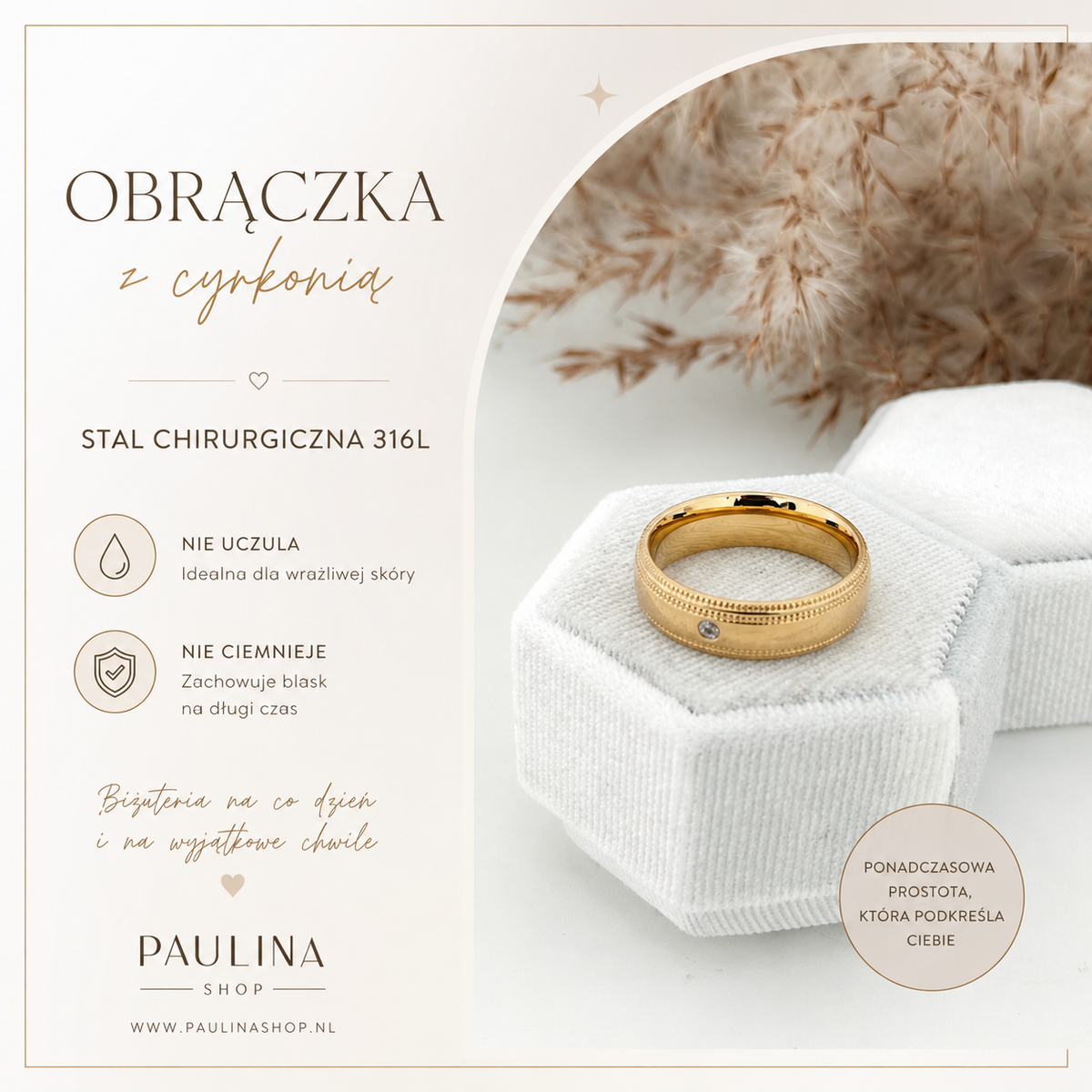 Pierścionek - Obrączka z cyrkonią 02