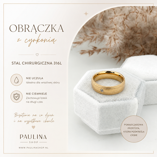 Pierścionek - Obrączka z cyrkonią 02