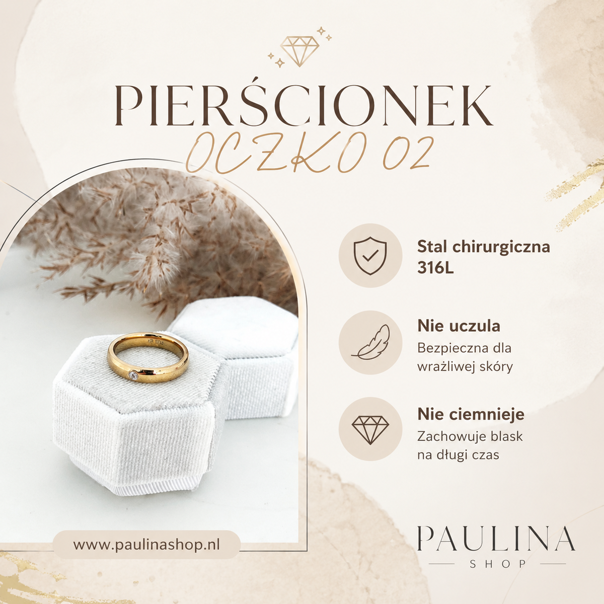 Pierścionek obrączka - Oczko 02