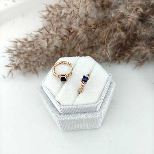 XP Kolczyki 18K - Queen Dark Blue