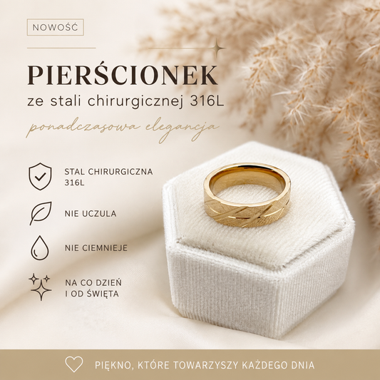 Pierścionek - Obrączka jodełka