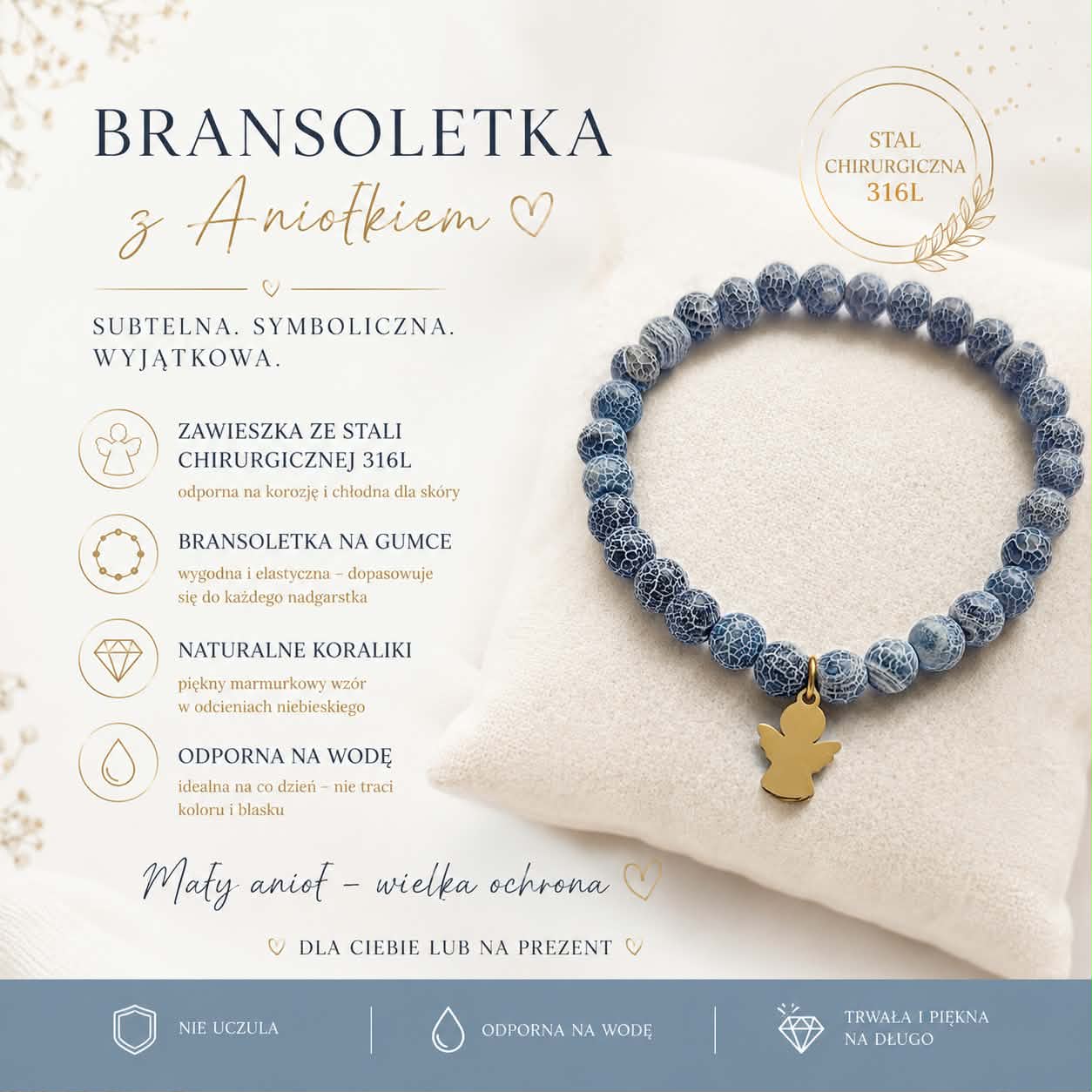 Bransoletka - Anioł stróż Blue