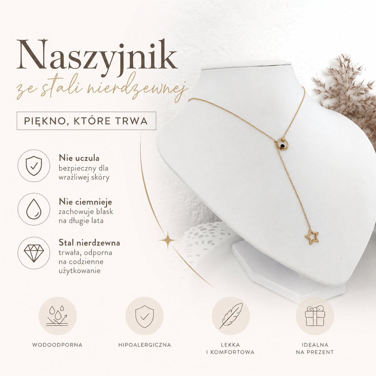 Naszyjnik - Krawatka Gwiazdka