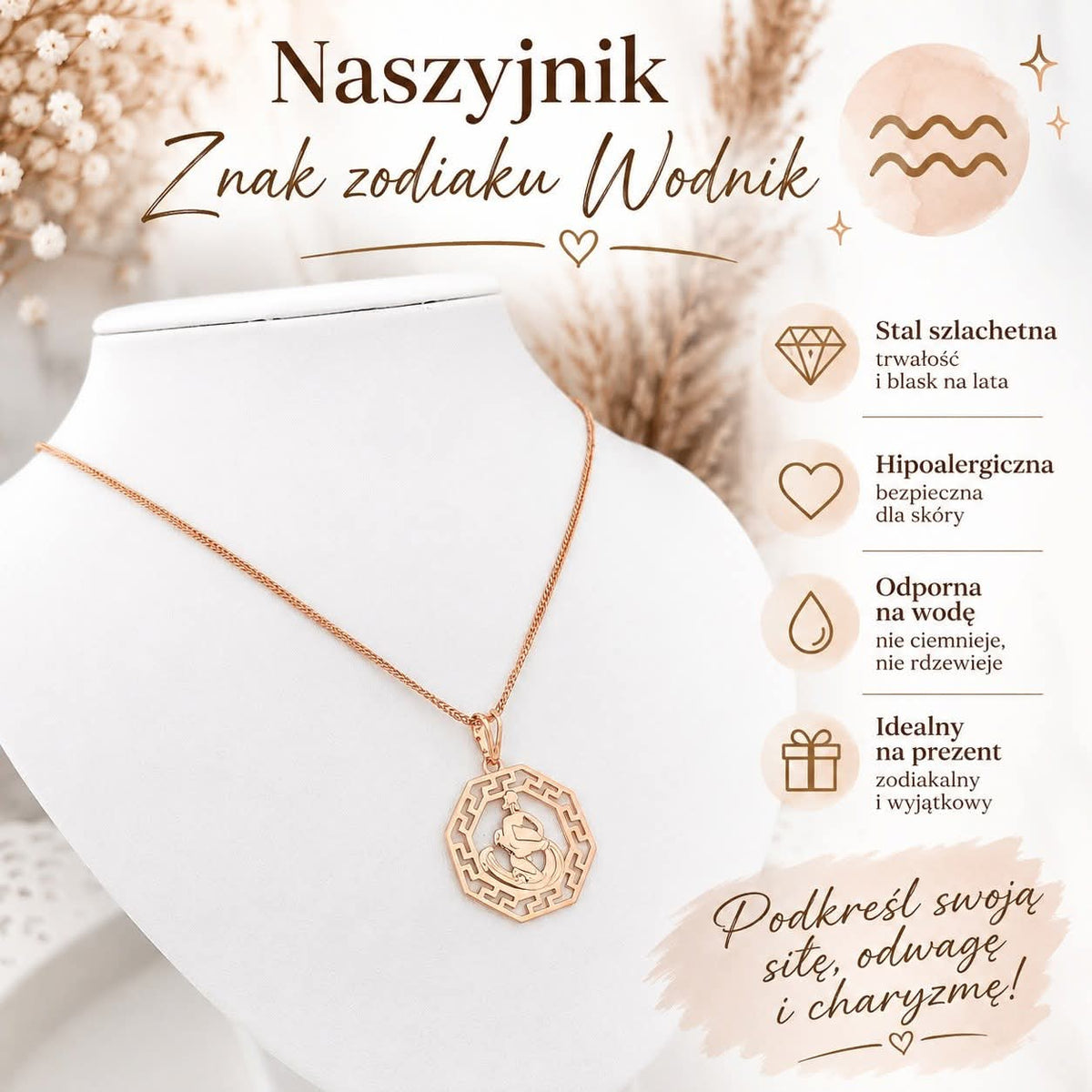 Naszyjnik - Znak Zodiaku Wodnik ♒