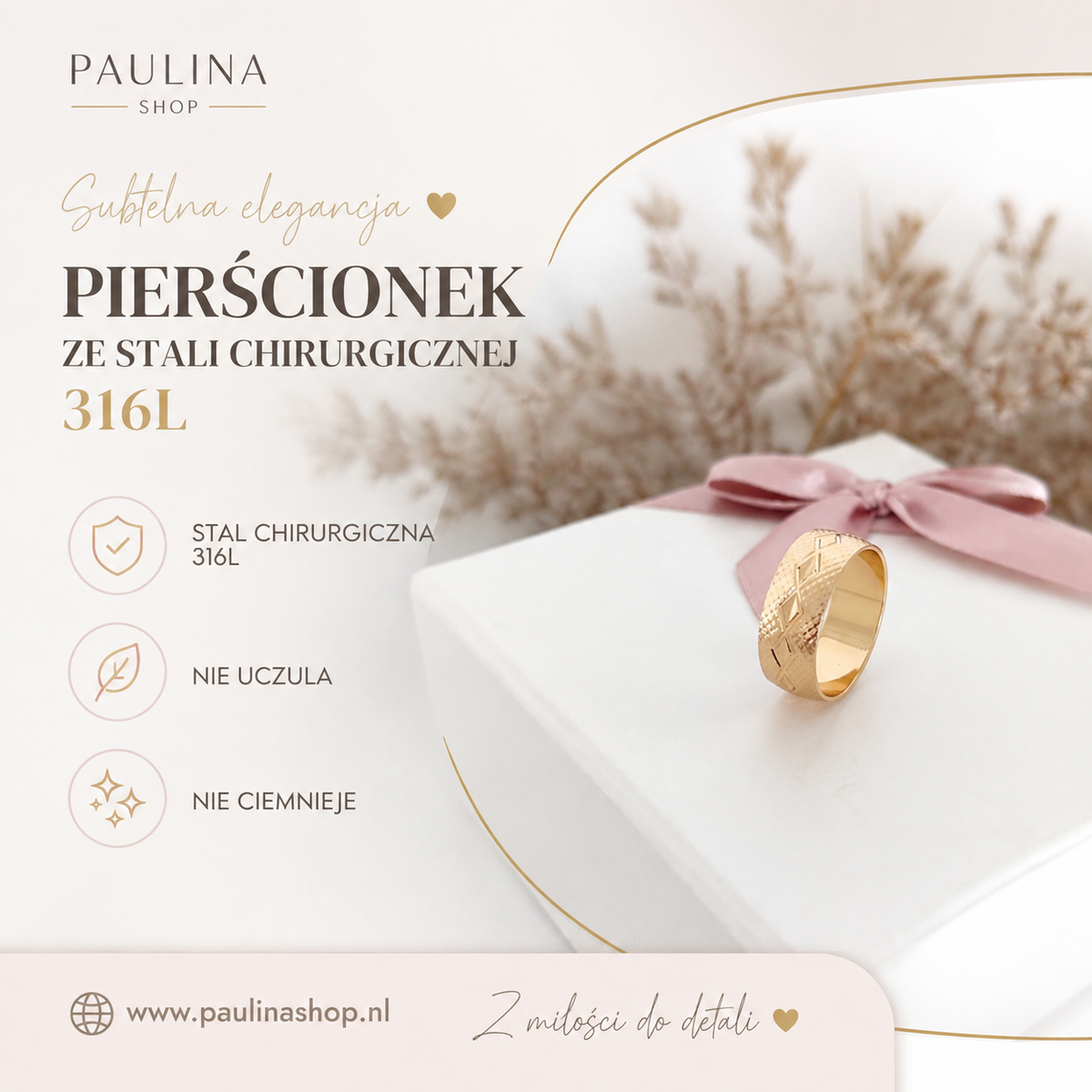 Pierścionek 18K - Obrączka 04